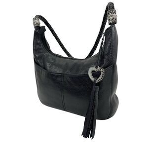 Brighton Barbados Soft Black Textured Leather Shoulder Bag